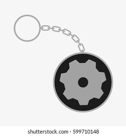 Cogwheel keychain. Isolated on white background. Flat vector stock illustration