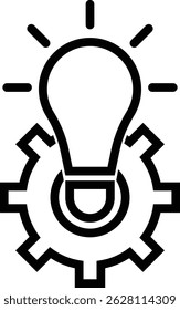 Cogwheel and Light Bulb Icon Symbol