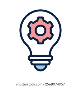 Cogwheel with lightbulb, concept icon of creative technology