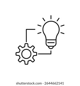Cogwheel with lightbulb line icon