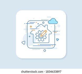 Cogwheel line icon. Abstract vector button. Engineering tool sign. Edit settings symbol. Cogwheel line icon. Home concept badge. Vector