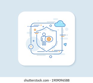 Cogwheel line icon. Abstract vector button. Engineering tool sign. Man talk symbol. Cogwheel line icon. Protect shield concept. Vector