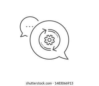 Cogwheel line icon. Chat bubble design. Engineering tool sign. Cog gear, refresh settings symbol. Outline concept. Thin line cogwheel icon. Vector