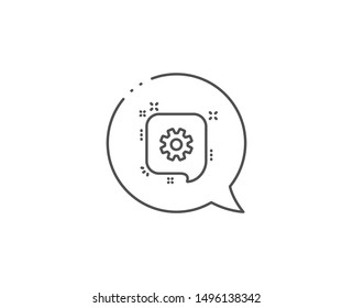 Cogwheel line icon. Chat bubble design. Technical settings sign. Outline concept. Thin line cogwheel icon. Vector