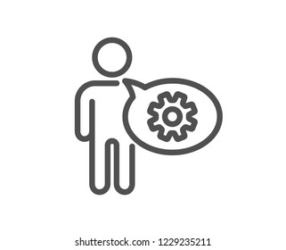 Cogwheel line icon. Engineering tool sign. Man talk symbol. Quality design flat app element. Editable stroke Cogwheel icon. Vector
