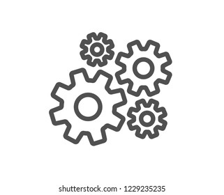 Cogwheel line icon. Engineering tool sign. Cog gear symbol. Quality design flat app element. Editable stroke Cogwheel icon. Vector