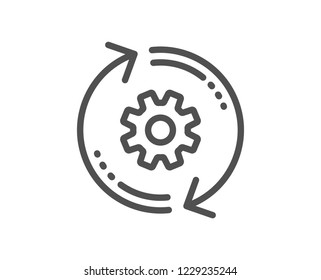 Cogwheel line icon. Engineering tool sign. Cog gear, refresh settings symbol. Quality design flat app element. Editable stroke Cogwheel icon. Vector