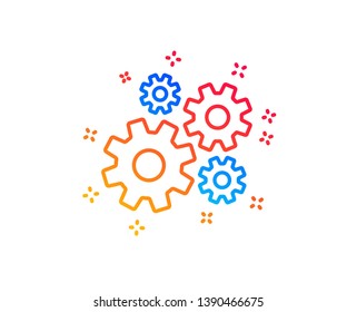 Cogwheel line icon. Engineering tool sign. Cog gear symbol. Gradient design elements. Linear cogwheel icon. Random shapes. Vector
