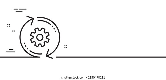 Cogwheel line icon. Engineering tool sign. Cog gear, refresh settings symbol. Minimal line illustration background. Cogwheel line icon pattern banner. White web template concept. Vector