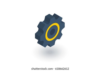 Cogwheel, mechanism isometric flat icon. 3d vector colorful illustration. Pictogram isolated on white background