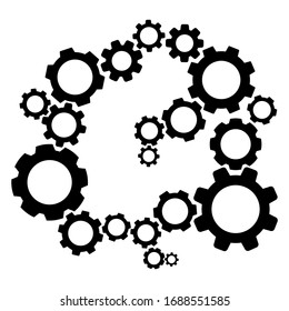 Cogwheel mechanism. Vector illustration of gears isolated on the white background. Business concept. Development and teamwork theme.