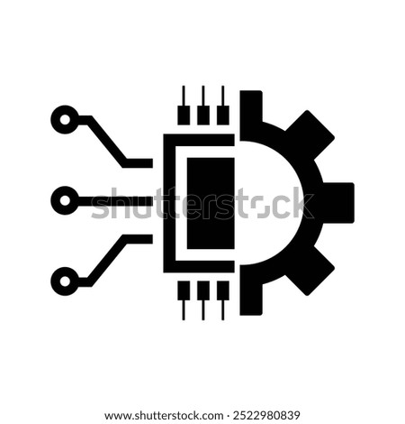 cogwheel and microchip circuitry, illustration of artificial intelligence engineering icon vector