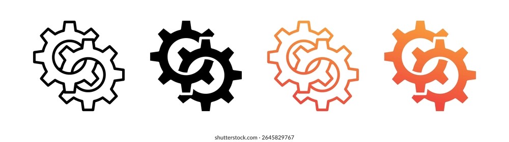 Zahnrad Multi Style Icon Set Vektor