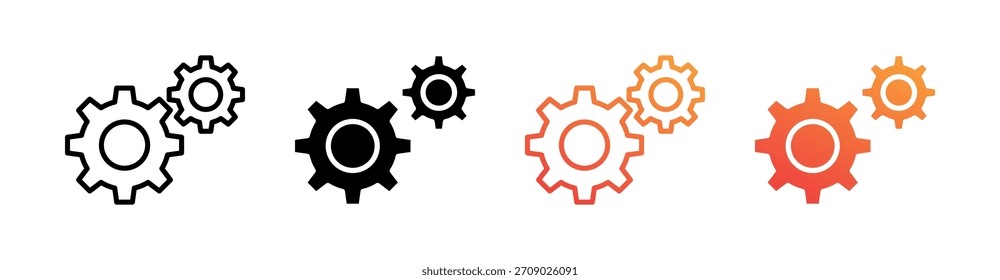 Vetor de Ícone de Cogwheel com Vários Estilos