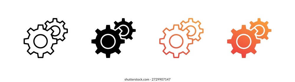 Cogwheel Multiple Style Icon Set Vector