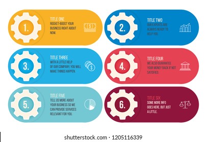 Cogwheel numbered option template on a white background. Concept for machinery, teamwork, cooperation and else.