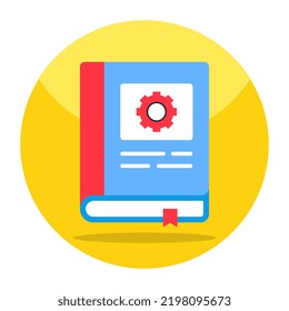 Cogwheel on book denoting concept of manual book 