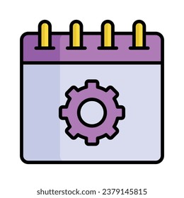 Cogwheel on calendar, concept vector of event management