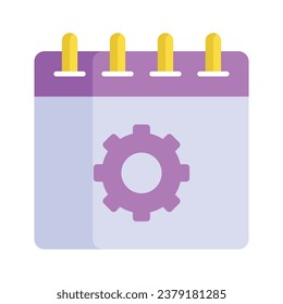 CogWheel en calendario, vector de concepto de gestión de eventos