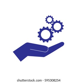 Cogwheel on the hand, settings vector illustration