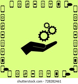 Cogwheel on the hand, settings vector illustration