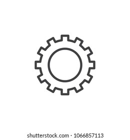 Cogwheel outline icon. linear style sign for mobile concept and web design. Setting gear simple line vector icon. Symbol, logo illustration. Pixel perfect vector graphics