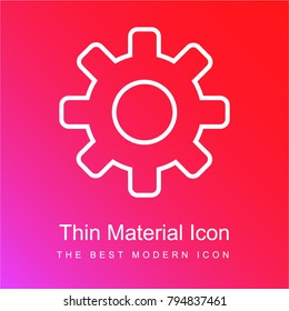 Cogwheel outline red and pink gradient material white icon minimal design