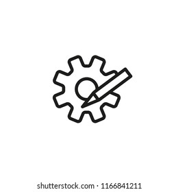Cogwheel and pencil line icon. Engineering development, invention, methodology. Engineering concept. Vector illustration can be used for topics like business, technology, service