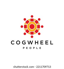 Cogwheel people logo design vector icon template