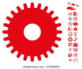 Cogwheel pictograph with bonus airdrone service pictograph collection. Vector illustration style is flat iconic symbols on white background.