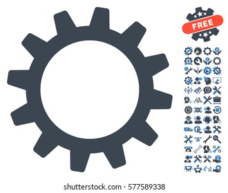 Cogwheel pictograph with bonus service icon set. Vector illustration style is flat iconic smooth blue symbols on white background.