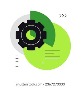 Cogwheel with pie chart. Abstract simple illustration. Statistic, infographic elements. Vector file.