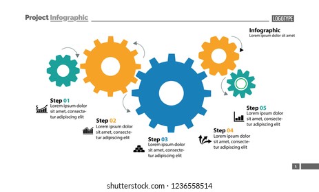 Cogwheel process chart design. Element of chart, diagram, slide templates. Concept for inforgraphic, annual report, presentation. Can be used for topics like business, management, strategy