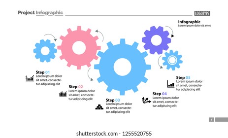 Cogwheel process chart design. Element of chart, diagram, slide templates. Concept for inforgraphic, annual report, presentation. Can be used for topics like business, management, strategy
