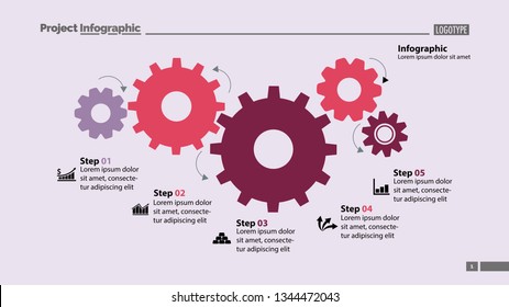 Cogwheel process chart design. Element of chart, diagram, slide templates. Concept for inforgraphic, annual report, presentation. Can be used for topics like business, management, strategy
