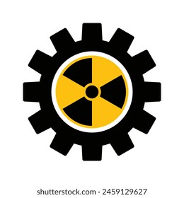 Cogwheel with radioactive symbol, nuclear engineering concept icon vector