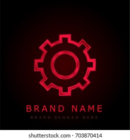 Cogwheel red chromium metallic logo
