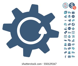 Cogwheel Rotation Direction pictograph with free bonus clip art. Vector illustration style is flat iconic symbols, cyan and blue colors, white background.