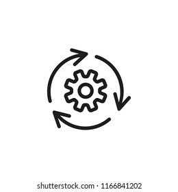 Cogwheel rotation line icon. Settings, updating, development. Engineering concept. Vector illustration can be used for topics like technology, business, mechanics