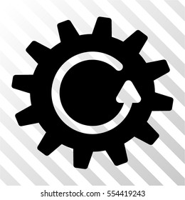Cogwheel Rotation vector icon. Illustration style is flat iconic black symbol on a hatched transparent background.