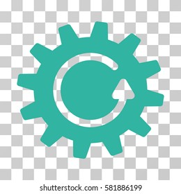 Cogwheel Rotation vector icon. Illustration style is a flat iconic cyan symbol on a transparent background.