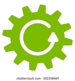 Cogwheel Rotation vector icon. Style is flat graphic symbol, eco green color, white background.