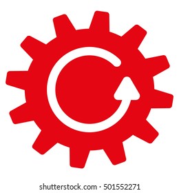 Cogwheel Rotation vector pictogram. Style is flat graphic symbol, red color, white background.