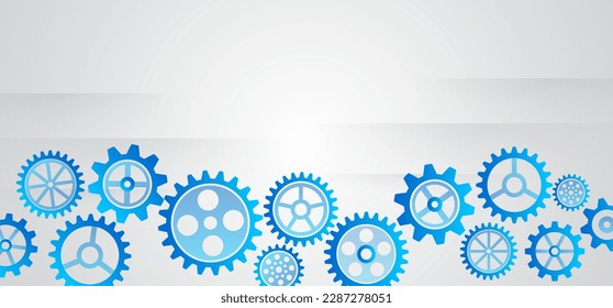 Cogwheel for science experiment presentation. Futuristic high tech concept. Business and industry internet banner. The mechanism consisting of gears on a gray background for the presentation.