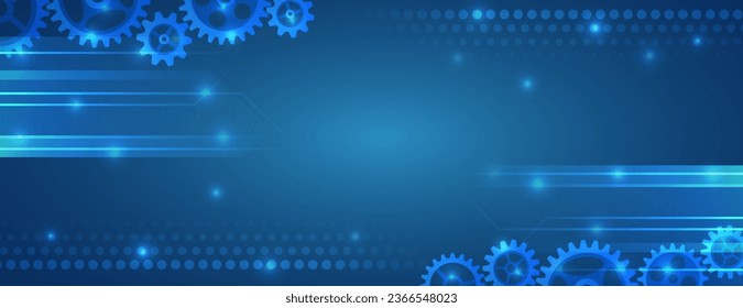 CogWheel para presentación de experimentos científicos. Futurista diseño de movimiento de alta tecnología. Banner de Internet para empresas e industrias. Mecanismo compuesto por engranajes sobre un fondo azul para la presentación.