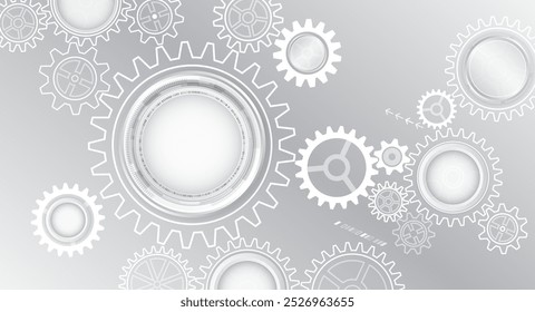 Cogwheel for science experiment presentation, Futuristic high tech concept. Business and industry internet banner. The mechanism consisting of gears on a gray background for the presentation