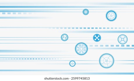 Cogwheel for science experiment presentation, Futuristic high tech concept. Business and industry internet banner. The mechanism consisting of gears on a gray background for the presentation.
