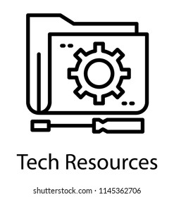 Cogwheel, screwdriver and file folder together defining data management icon vector 