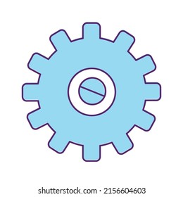 Cogwheel semi flat color vector element. Full sized object on white. Metal wheel. Machine detail. Part of mechanism simple cartoon style illustration for web graphic design and animation