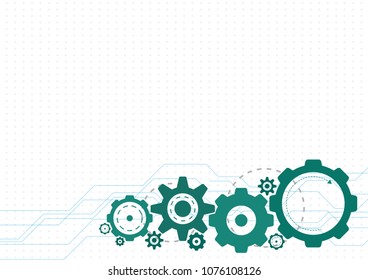 Cogwheel set with circuit line on dot set, Technology abstract, icon and engineering concept, Vector illustration background, Backdrop, wallpaper, template.
